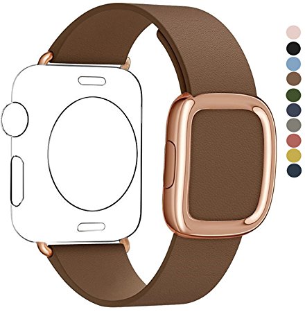 JSGJMY Apple Watch Band 38mm 42mm Genuine Leather Loop Original Modern Buckle With Magnetic Clasp Replacement Strap for iwatch Series1 Series2