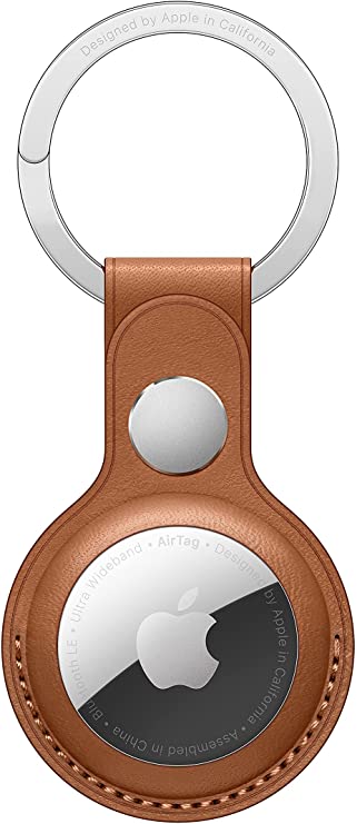 Apple AirTag Leather Key Ring - Saddle Brown