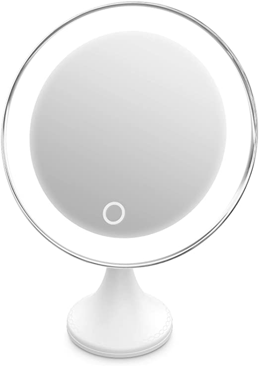 10X Magnifying Makeup Mirror with Lights, 3 Color Lighting Mode with Intelligent Switch, 360° Swivel Portable Lighted Makeup Mirrors with Locking Suction Base for Tabletop, Bathroom, Traveling