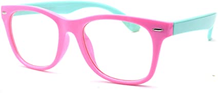 JUSLINK Flexible Kids Blue Light Blocking Glasses for Boys and Girls Age 4-13(Pink-Green)