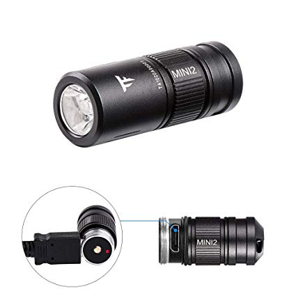 TrustFire MINI2 220 Lumens Keychain EDC Flashlights MINI USB Rechargeable Flash Light with 10180 Lithium Battery Small Perfect For Camping, Hiking, Hunting, Backpacking, Fishing and BBQ