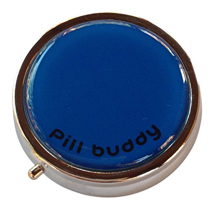 Pill Buddy Three Compartment Metal Pocket/Purse/Travel Pill Box Case (Blue)