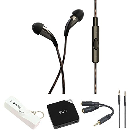 Klipsch X20i Earbuds w/ Mic&Playlist Control for iPod/iPhone/iPad-Slvr/Blk w/ Headphone Bundle Includes,Port.Headphone Amplifier,Speaker&Headphone Splitter, Port.Keychain Power Bank&3.5mm Audio Cable