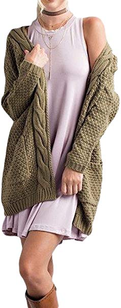 Ferbia Womens Cardigan Sweaters Open Front Long Sleeve Loose Chunky Knit Pointelle Pullover Outwears