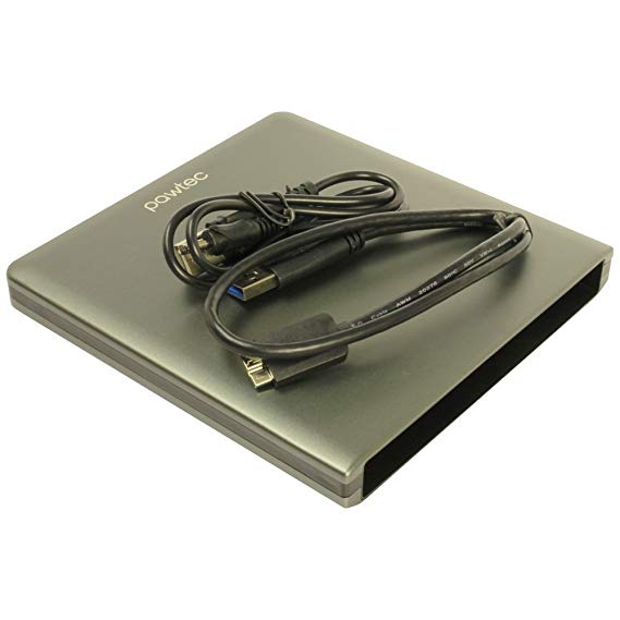 Pawtec Luxury Slim Aluminum USB 3.0 External Enclosure For Optical SATA Drive Blu-Ray DVD MAC/PC - Gray Edition