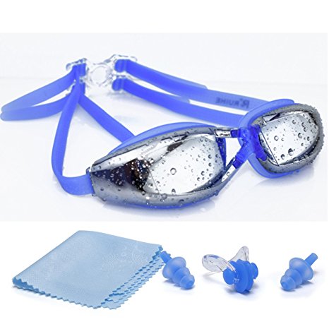 GAOGE Swim Goggles, Swimming Goggles for Adult Men Women Youth Kids Child ,No Leaking Anti Fog UV with Protective Case, Nose Clip and Ear Plugs