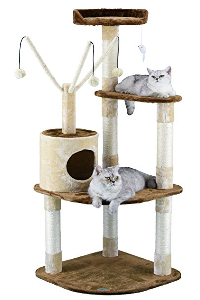 Go Pet Club Cat Climber Condo, 60-Inch, Brown/Beige