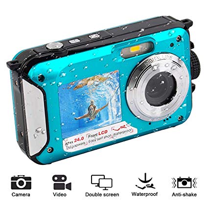 Underwater Camera Waterproof Camera 1080P FHD 24 MP Camera Dual Screen Waterproof Camera Selfie Action Digital Camera