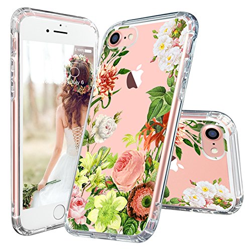 iPhone 7 Case, MOSNOVO Botany Flower Design Clear Hard Case   Shockproof TPU Bumper Protective Back Cover for iPhone 7