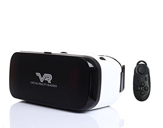 CUDEVS VR Headset, VR Goggles 3D VR Glasses Virtual Reality Headset with Controller VR Box for 3D Video Movies Games for 4-5.7 inches Smartphones