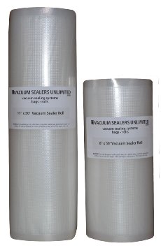 Two 50 Foot Rolls (1-8" & 1- 11") Heavy-Duty Commercial Grade Textured Vacuum Sealer Bags For Foodsaver etc - BPA free