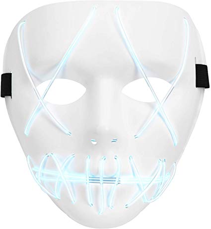 Ylovetoys Halloween Mask LED Light Up Purge Mask for Festival Novelty and Creepy Cosplay Costume with 3 Modes
