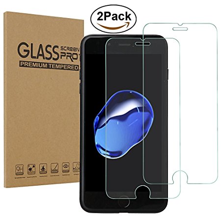 iPhone 8 / 7 Screen Protector, [2-Pack] H&T(TM) Ultra Thin 9H Crystal Clear Tempered Glass Screen Protector Cover 2.5D Glass Film [Anti Scratch] Slim for iPhone 7 / iPhone 8 4.7 Inch