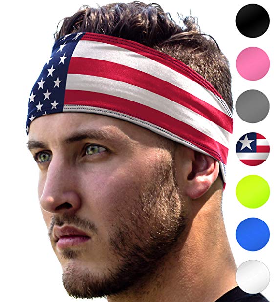 E Tronic Edge Sports Headbands: UNISEX Design With Inner Grip Strip to Keep Headband Securely in Place | Fits ALL HEAD SIZES | Sweat Wicking Fabric to Keep your Head Dry & Cool. Fits Under Helmets too