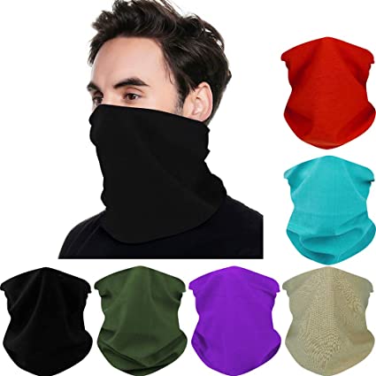 FAYBOX 6pcs Magic Wide Wicking Headbands Outdoor Headwear Bandana Sports Scarf Tube UV Face Mask for Workout Yoga Running Hiking Riding Motorcycling