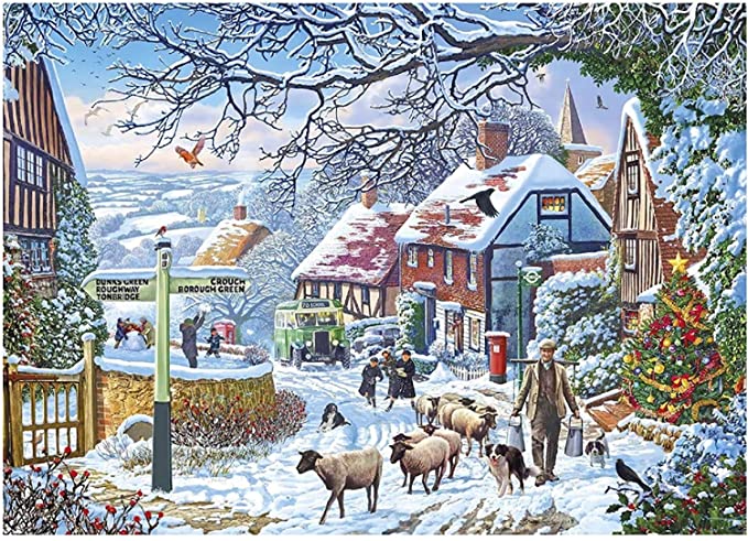 Jigsaw Puzzles 1000 Piece Snow Jigsaw Puzzle for Kids Adult Intellectual Decompressing Fun Challenging Game Puzzles DIY Toys for Home Decor Promotes Hand-Eye Coordination (Snow Scene)