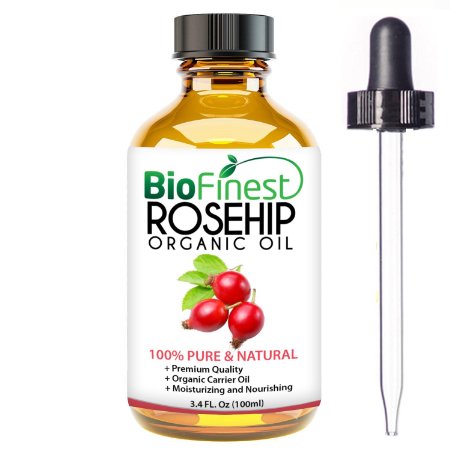 Biofinest Rosehip Oil - 100% Pure Cold-Pressed - Certified Organic - Chile Premium Rosehip Seed Oil - BEST Moisturizer for Face, Nails, Dry Hair & Skin - FREE Glass Dropper - 100ml (3.4 fl.Oz)