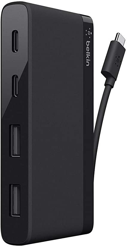 Belkin USB-IF Certified 4-Port Mini USB-C Hub with Two USB-C & Two USB-A Ports (Not Supporting Pass-Through Charging)