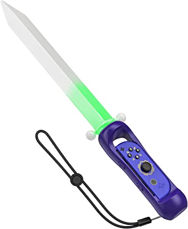 MoKo LED Game Lightsaber Grip for The Legend of Zelda: Tears of The Kingdom/Skyward Sword HD, Switch Sword Compatible with Nintendo Switch/Switch OLED R Joy-Con Controller with Wristband