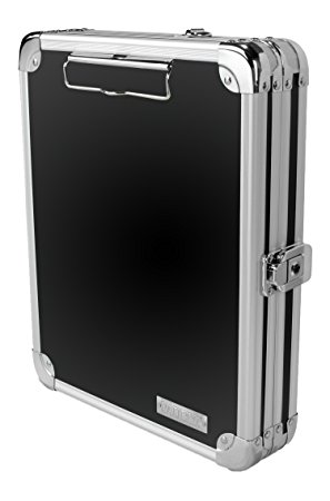 Vaultz Locking Mini Storage Clipboard, 5 x 8 Inches, Key Lock, Black with Chrome Accents (VZ00150)