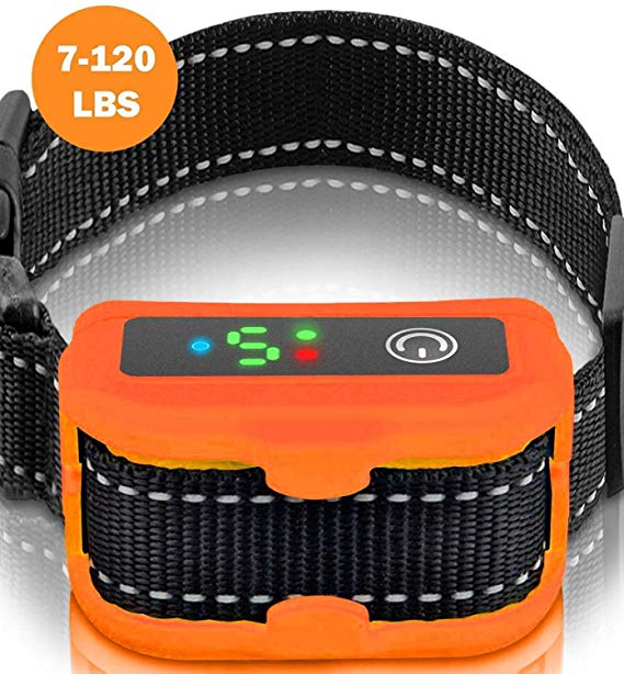 Smart Bark Collar for Dogs - 5 Adjustable Sensitivity Levels of Vibration and No Harm Shock - Upgraded with Detection Technology - Barking Dog Deterrent for Small, Large Dogs