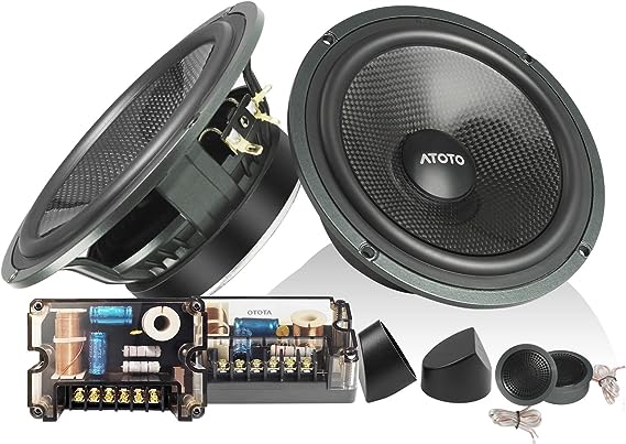 ATOTO CS-651DST 2-Way 6.5 Inch Car Component Speakers System - 2X Mid-Bass Loudspeaker 6.5" and 2X Tweeter 1" with Crossovers - 4 Ohms 6.5" Car Audio Door Speakers Set