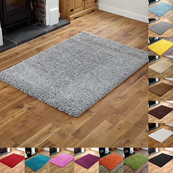 5cm Thick Pile Shaggy Modern Area Rugs Small to Large Rugs Floor Living Room Hall Bedroom Rugs Rugs Rug Runners Silver 150 x 210 cm (4ft 11" x 6ft 11")
