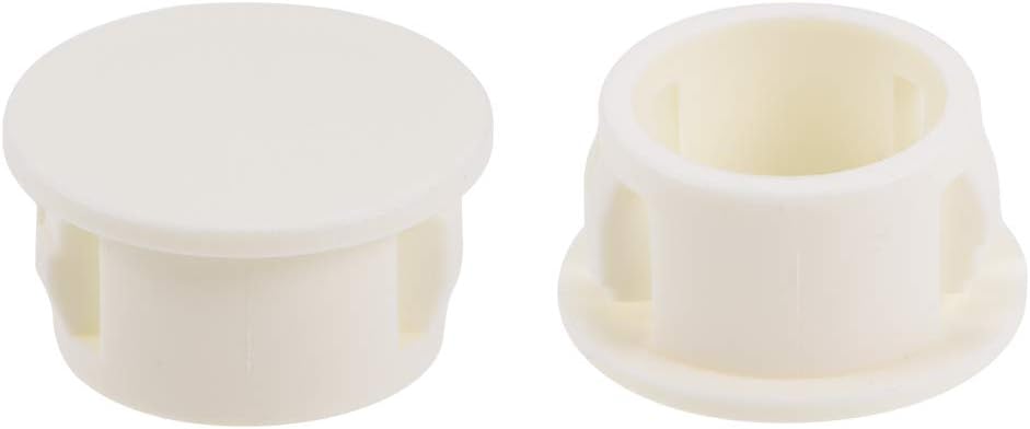 uxcell Hole Plugs Beige Plastic 15.6mm Snap in Locking Hole Tube(15.1-15.6mm) Steel Furniture Fencing Post Pipe Insert End Caps for Fitness Equipment 25 Pcs