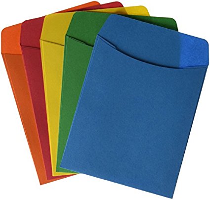 Hygloss 15732 Self-Adhesive Bright Library Pocket, Assorted Colors, 3.5inches x 5inches (Pack of 30)