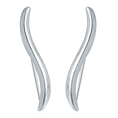 CIShop "Simple Wave" S925 Sterling Silver Ear Climber Crawler Cuff Earrings Hypoallergenic