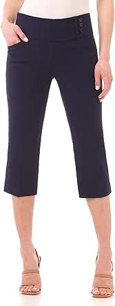 Rekucci Women's Ease into Comfort Pull-On Capri with Back Lacing Detail