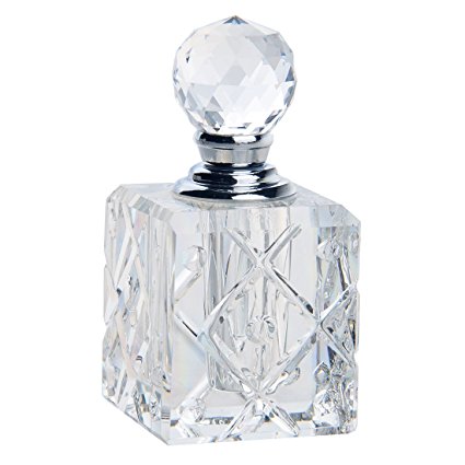 H&D Clear Cubic Carved Decor Refillable Perfume Bottle