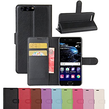 Huawei P10 case,MYLB High Quality Litchi Skin PU Leather [Wallet Flip Cover] [Card Holder] Stand Magnetic Folio Case for Huawei P10 Smartphone