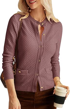 GRACE KARIN Womens 2024 Cardigan Sweaters Dressy Long Sleeve Button Down Sweater Jacket Open Front Sweater with Pockets