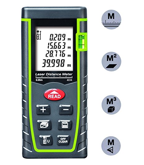 Laser Distance Measure, ieGeek 131ft Handheld Laser Distance Meter Laser Measuring Device,Pythagorean Mode,Area Volume Capacity Calculation Laser Tape Measure Rangefinder, LCD Display,Self-Calibration