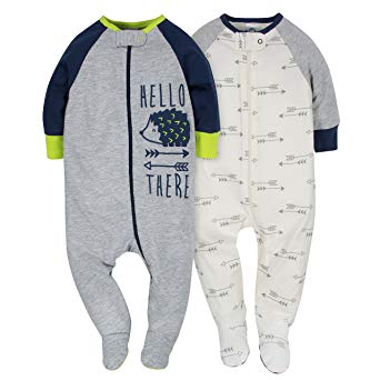 Gerber Baby Boys' 2 Pack Zip Front Sleep 'n Play