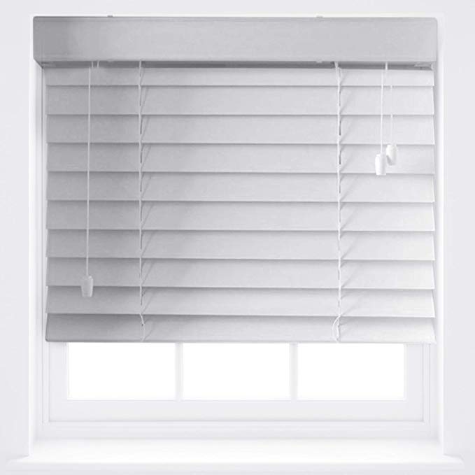 FURNISHED White Wood Effect Venetian Blinds 50mm Made to Measure Up To 105cm x 150cm