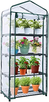 Widened Mini Greenhouse for Indoor Outdoors, Ohuhu Small Plant Greenhouses with 4-Tier Shelf, Portable Green House with Improved Transparent PVC Cove, Warm House for Garden/Patio/Yard, 1.6x3x5.45 FT