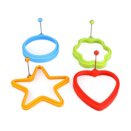 New Delidge Silicone Egg Ring Cooker-Pancake Mold Breakfast Sandwiches Use, Set of 4 (Mix)