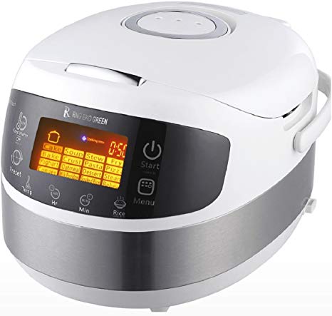 RNG EKO GREEN (3-in-1) Digital Smart Electric Multifunction Cooker/Rice Cooker/Stir Fryer [Capacity-1.8 Litre, Size-5 L, White]