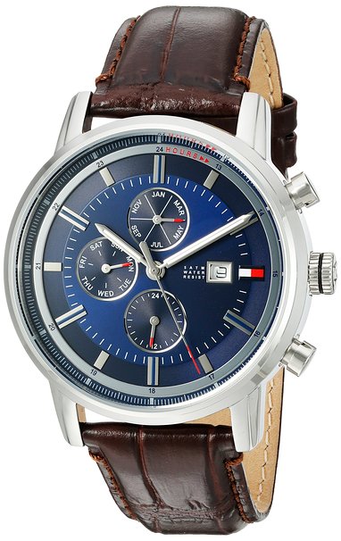Tommy Hilfiger Men's Quartz Stainless Steel and Leather Casual Watch, Color:Brown (Model: 1791244)