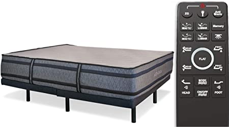 Sven & Son King Adjustable Bed Base Frame (Individual Head Tilt & Lumbar)   14" Hybrid Cool Gel Memory Foam Mattress and Adjustable Bed (King)