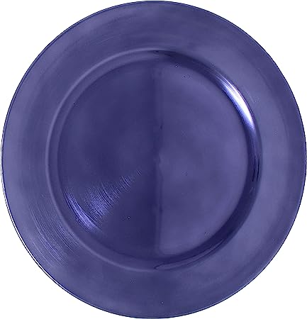 Ms Lovely Metallic Foil Charger Plates - Set of 6 - Made of Thick Plastic - Dark Purple