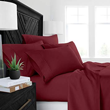 Queen Size Sheets Luxury Soft 100% Egyptian Cotton Sheet Set for Queen Size (60x80) Mattress Burgundy Color 550 Thread Count Deep Pocket Fits 14-16 Inches (Pattern : Solid)