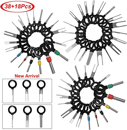 56 Pieces Terminals Removal Key Tool Set Car Pin Extractor Wiring Crimp Key Extractor Connector for T0025E Auto Terminals