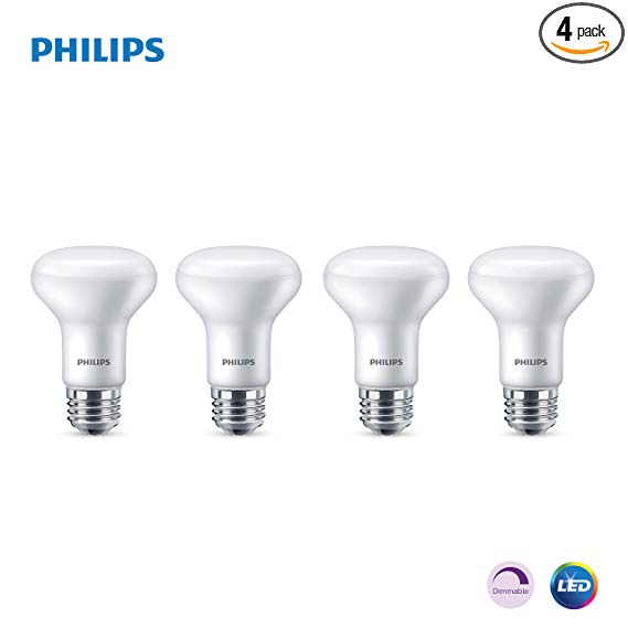 Philips LED 532937 Dimmable R20 Flood Light Bulb 450-Lumen, 5000-Kelvin, 6 (45-Watt Equivalent), E26 Base, Frosted, Day, 4 Pack