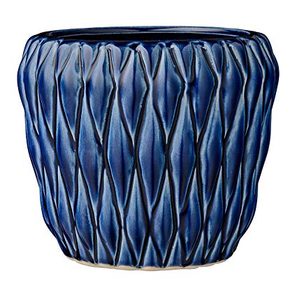 Bloomingville A27120038 Round Blue Ceramic Flower Pot