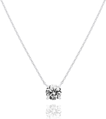 PAVOI 14K Gold Plated Swarovski Crystal Solitaire 1.5 Carat (7.3mm) CZ Dainty Choker Necklace | Gold Necklaces for Women