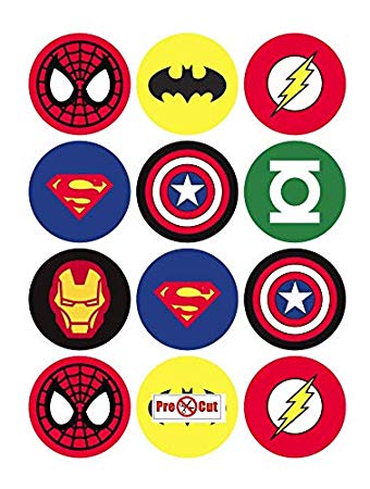 40 x Pre Cut Super Hero Cake, Cupcake Toppers/Decorations Edible Wafer Paper
