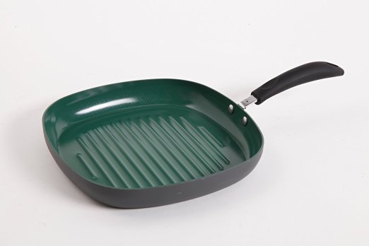 Gibson Home 62412.01 Hummington  11-Inch Ceramic Non-Stick Square Grill Pan, Green